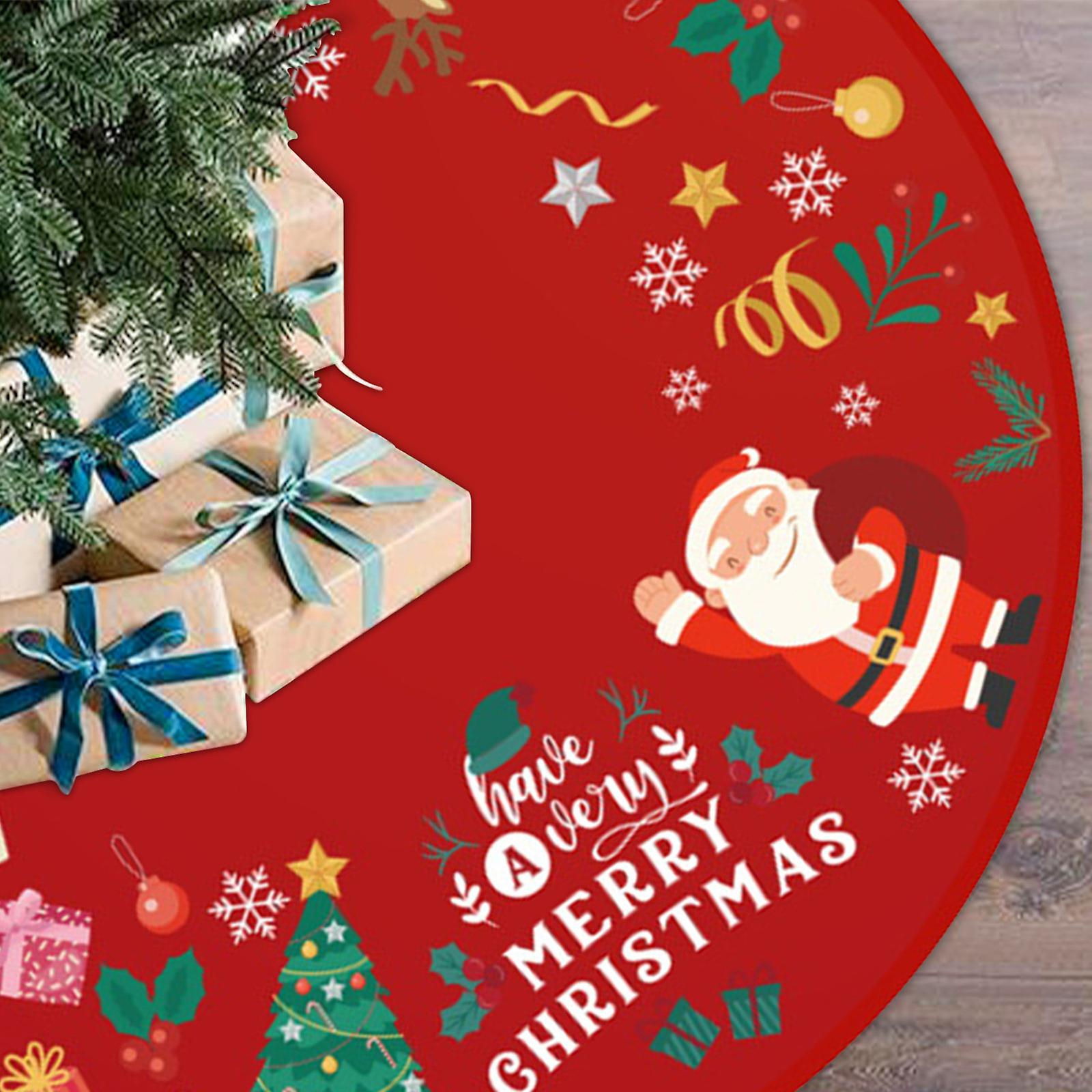 Foto 6 pulgar | Faldón Para Árbol De Navidad Huoguo, Estampado En Lino, 98 Cm De Diámetro - Venta Internacional.