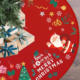 Foto 5 | Faldón Para Árbol De Navidad Huoguo, Estampado En Lino, 98 Cm De Diámetro - Venta Internacional.