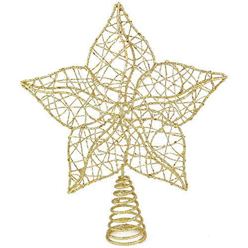 Decoración Para Árbol De Navidad Con Forma De Estrella Brillante, Alambre Dorado - Venta Internacional.
