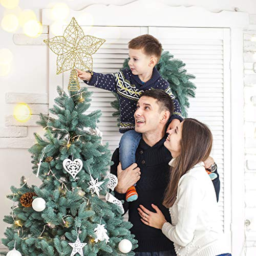 Foto 2 | Decoración Para Árbol De Navidad Con Forma De Estrella Brillante, Alambre Dorado - Venta Internacional.