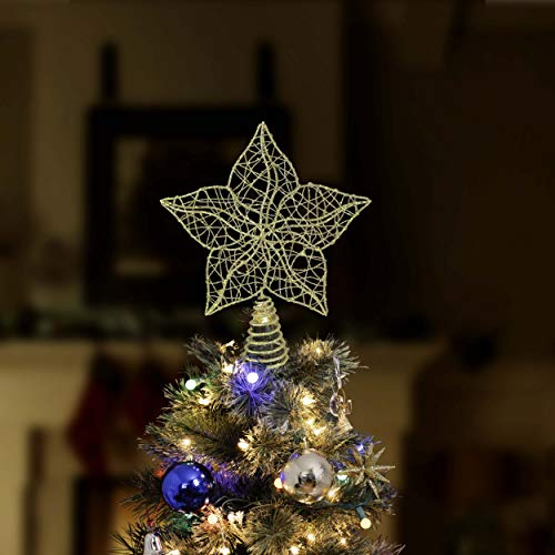 Foto 4 pulgar | Decoración Para Árbol De Navidad Con Forma De Estrella Brillante, Alambre Dorado - Venta Internacional.