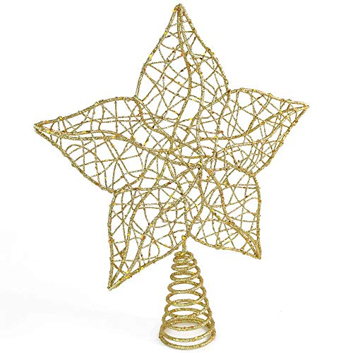 Foto 5 pulgar | Decoración Para Árbol De Navidad Con Forma De Estrella Brillante, Alambre Dorado - Venta Internacional.