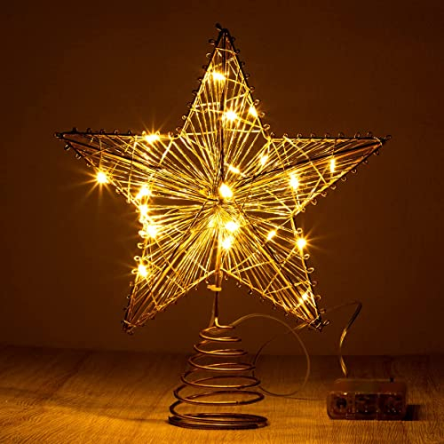 Foto 4 pulgar | Decoración para Árbol de Navidad Joyin con Forma de Estrella Dorada con Led 20 cm - Venta Internacional