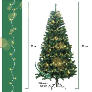Foto 3 | Árbol De Navidad 180 Cm Sgxmas180 + Esferas Hjener020000 + Luces Xmaslight250
