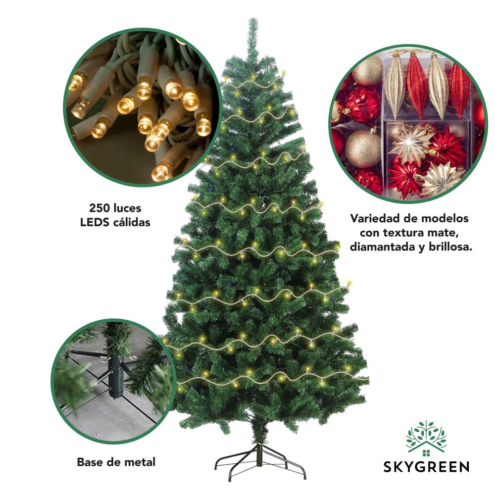 Foto 6 pulgar | Árbol De Navidad 180 Cm Sgxmas180 + Esferas Hjener020000 + Luces Xmaslight250