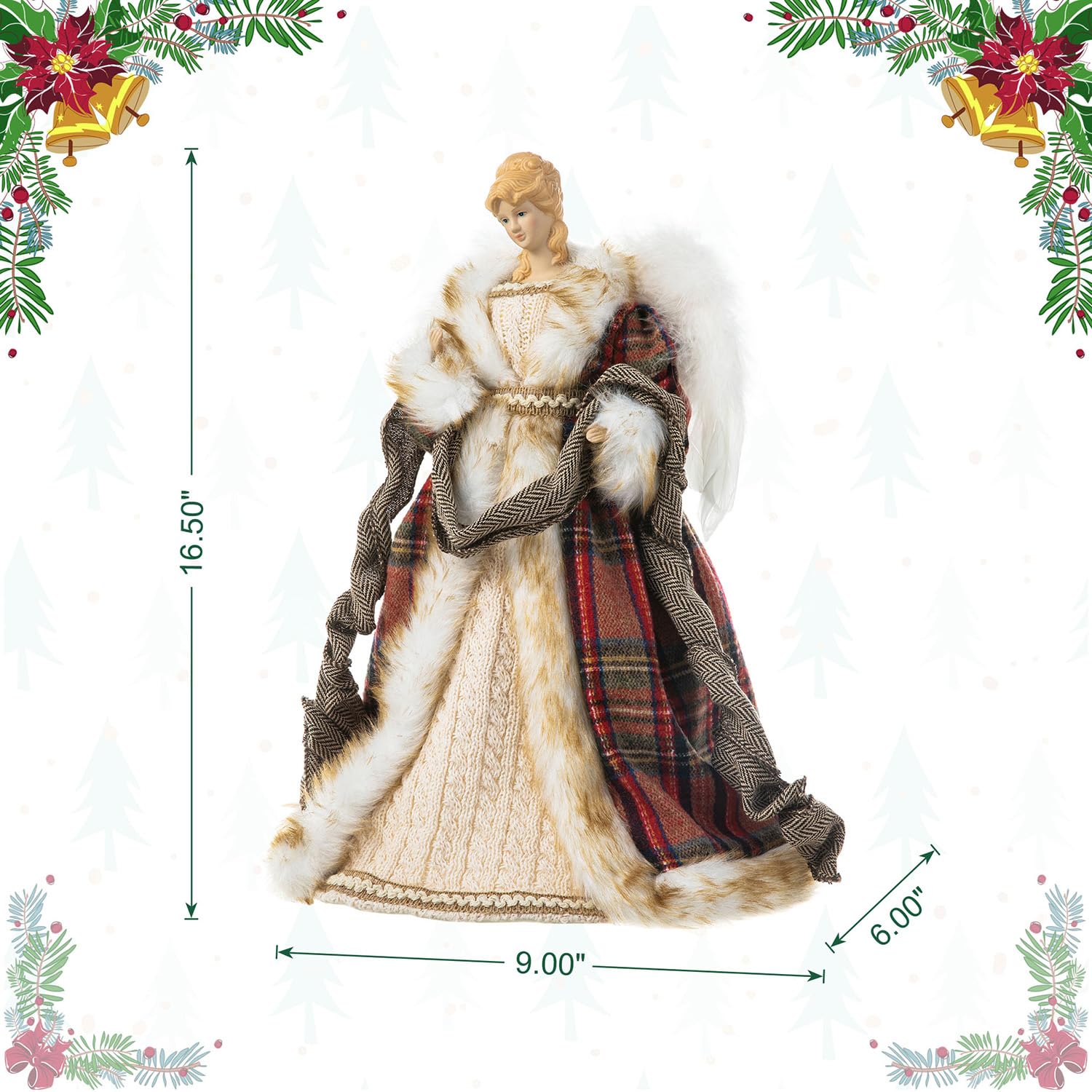 Foto 4 | Decoración Para Árbol De Navidad Glitzhome, Piel Sintética De Ángel Y Pvc, 42 Cm - Venta Internacional.