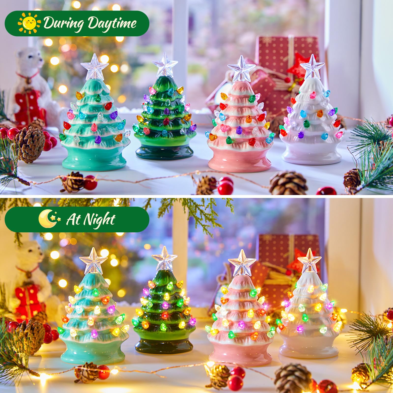 Foto 4 pulgar | Juego De Árbol De Navidad Brightown De Cerámica De 5 Pulgadas, Paquete De 4 Con Led - Venta Internacional.