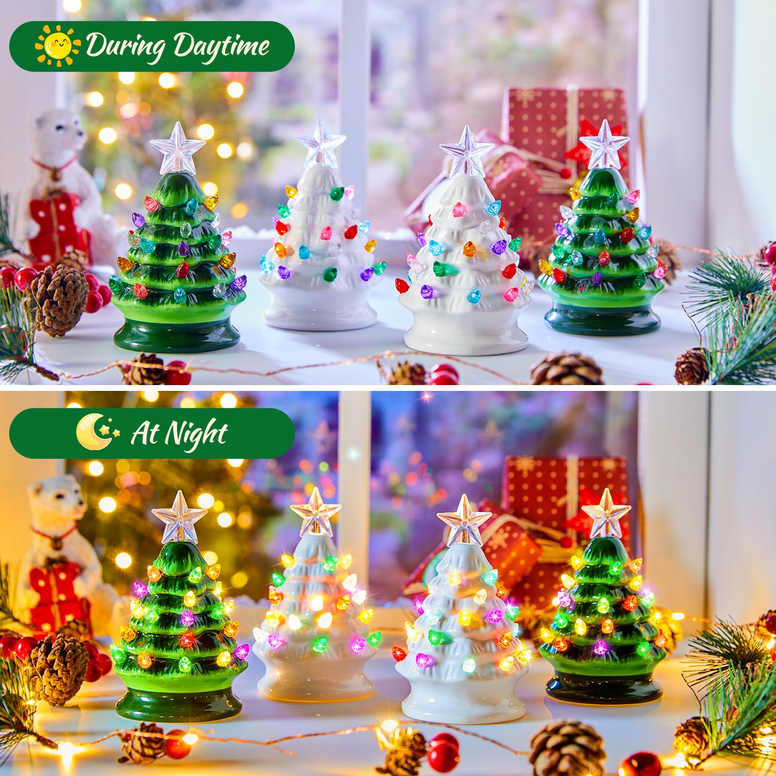 Foto 4 pulgar | Juego De Árbol De Navidad Brightown De Cerámica De 5 Pulgadas, Paquete De 4 Con Luces - Venta Internacional.