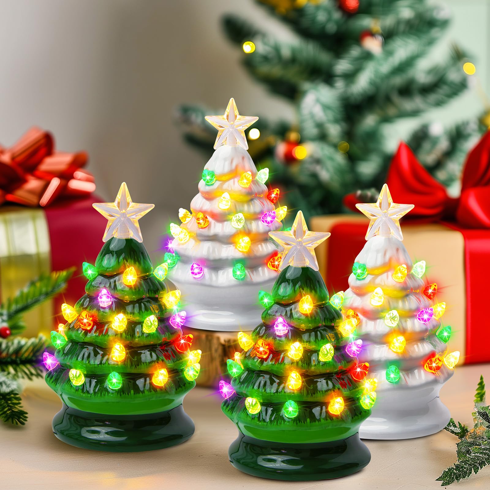 Foto 6 pulgar | Juego De Árbol De Navidad Brightown De Cerámica De 5 Pulgadas, Paquete De 4 Con Luces - Venta Internacional.