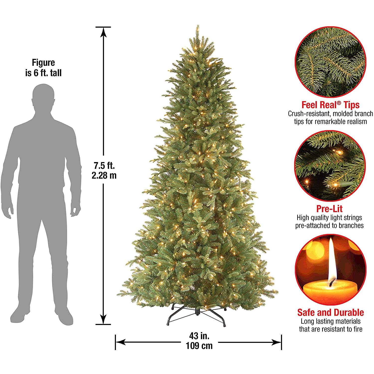 Foto 4 pulgar | Árbol De Navidad Artificial, Árbol Nacional De 7.5 Pies Con Luces - Venta Internacional.