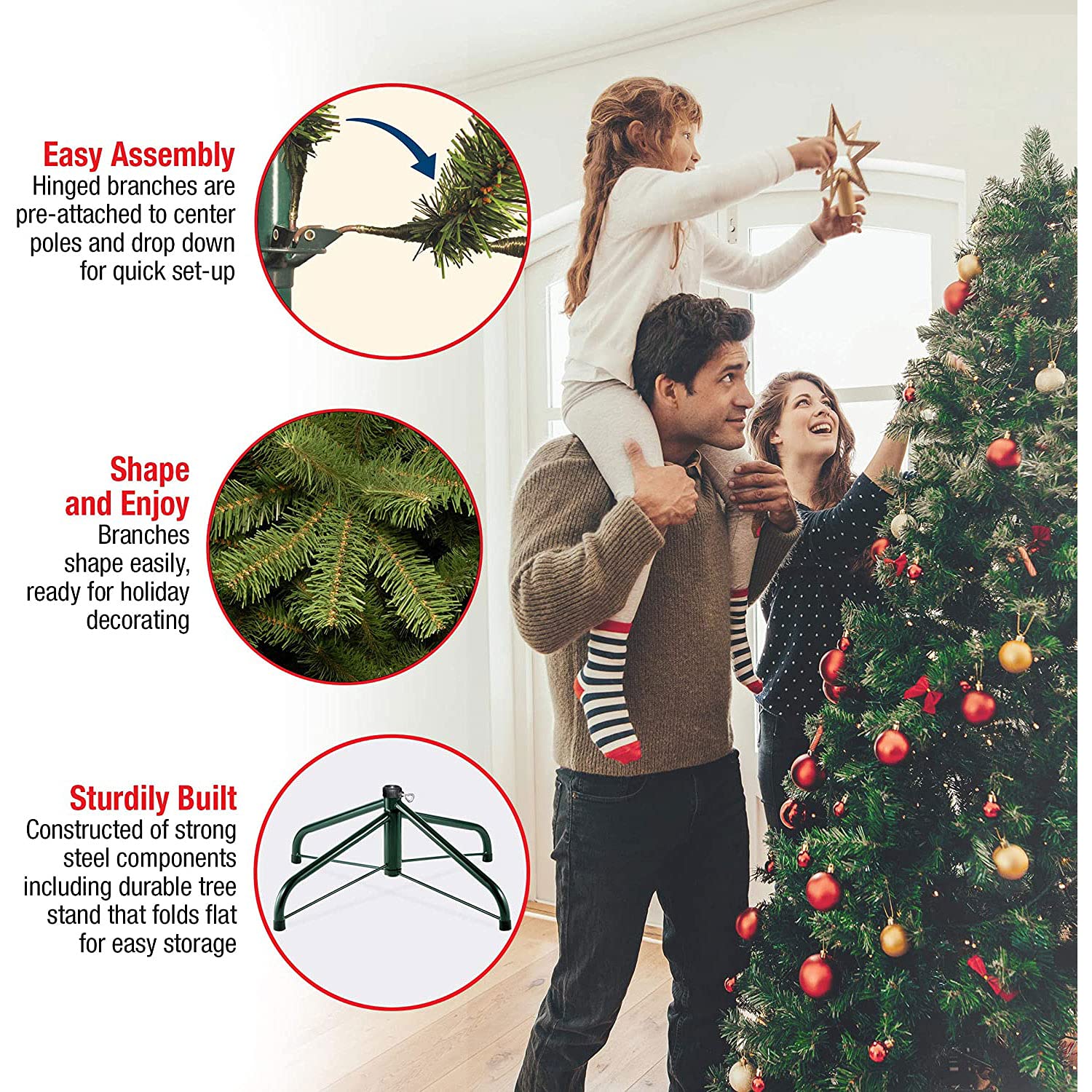 Foto 5 pulgar | Árbol De Navidad Artificial, Árbol Nacional De 7.5 Pies Con Luces - Venta Internacional.