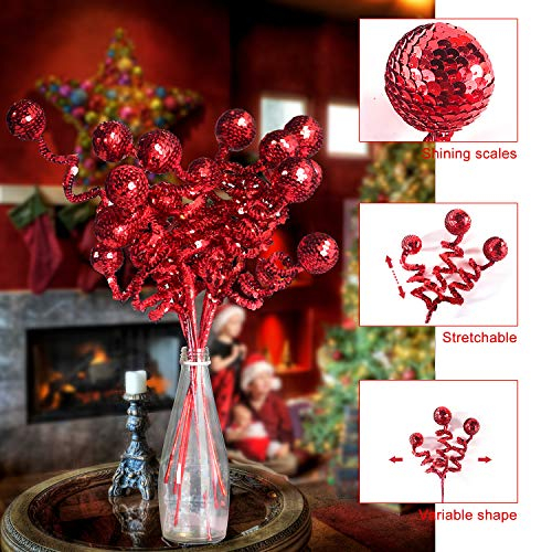 Foto 6 pulgar | Set De Decoración Para Árbol De Navidad, Bola De Lentejuelas Rojas Zhanyigy - Venta Internacional.