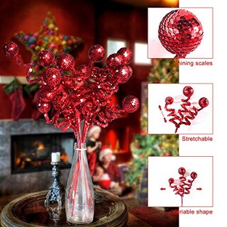 Foto 5 | Set De Decoración Para Árbol De Navidad, Bola De Lentejuelas Rojas Zhanyigy - Venta Internacional.