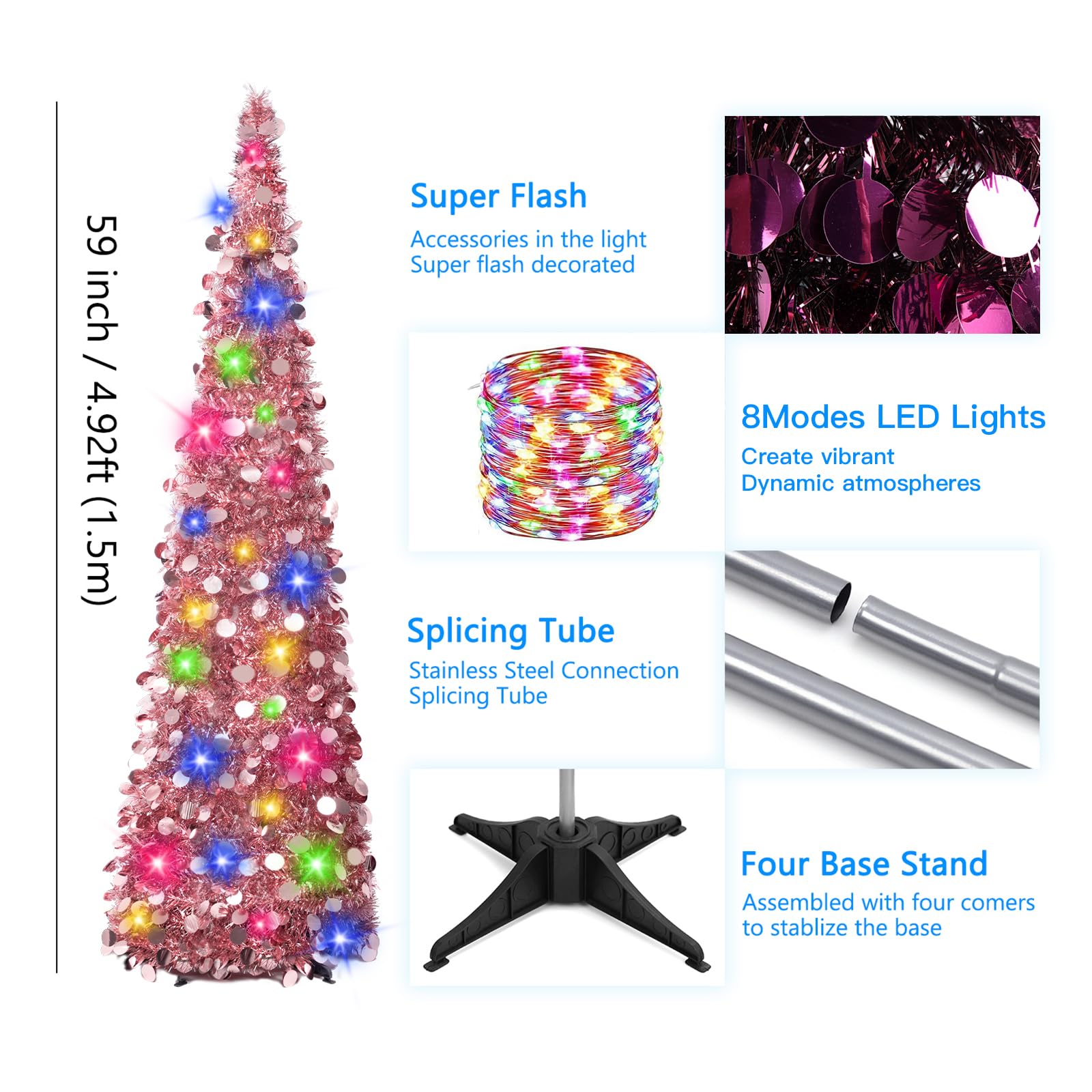 Foto 5 pulgar | Árbol De Navidad Macting 1.5 M Oro Rosa - Venta Internacional