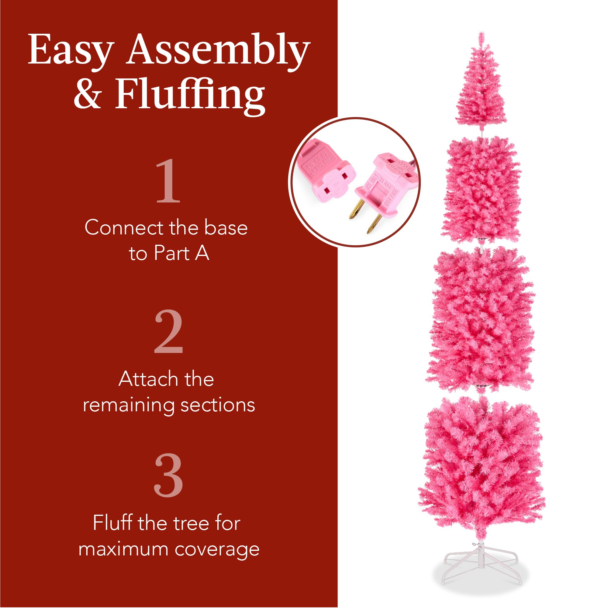Foto 5 pulgar | Árbol De Navidad Best Choice Products, Rosa, 9 Pies Con Luces - Venta Internacional.
