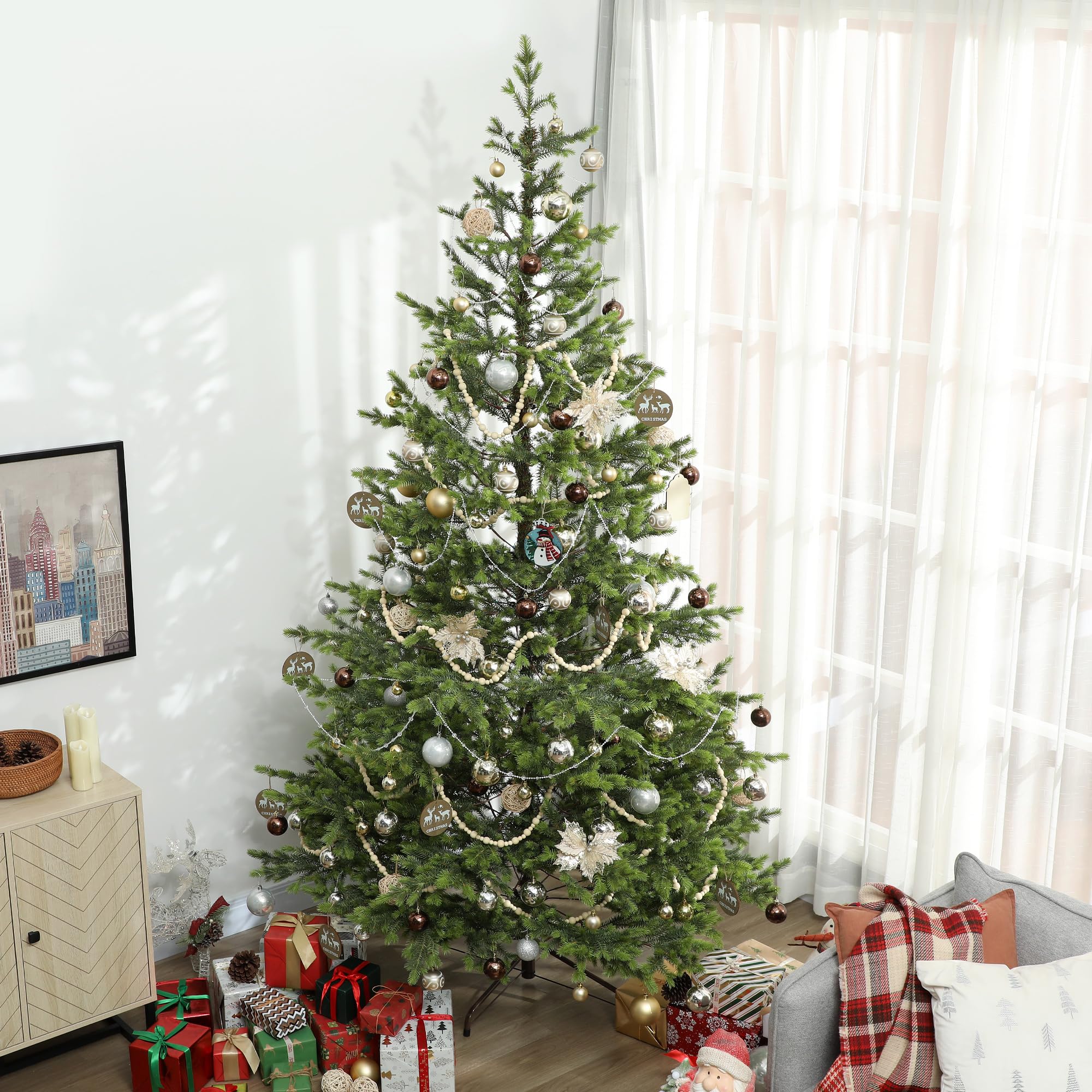 Foto 7 | Árbol De Navidad Homcom, Artificial, Escaso, Realista, De 9 Pies - Venta Internacional.