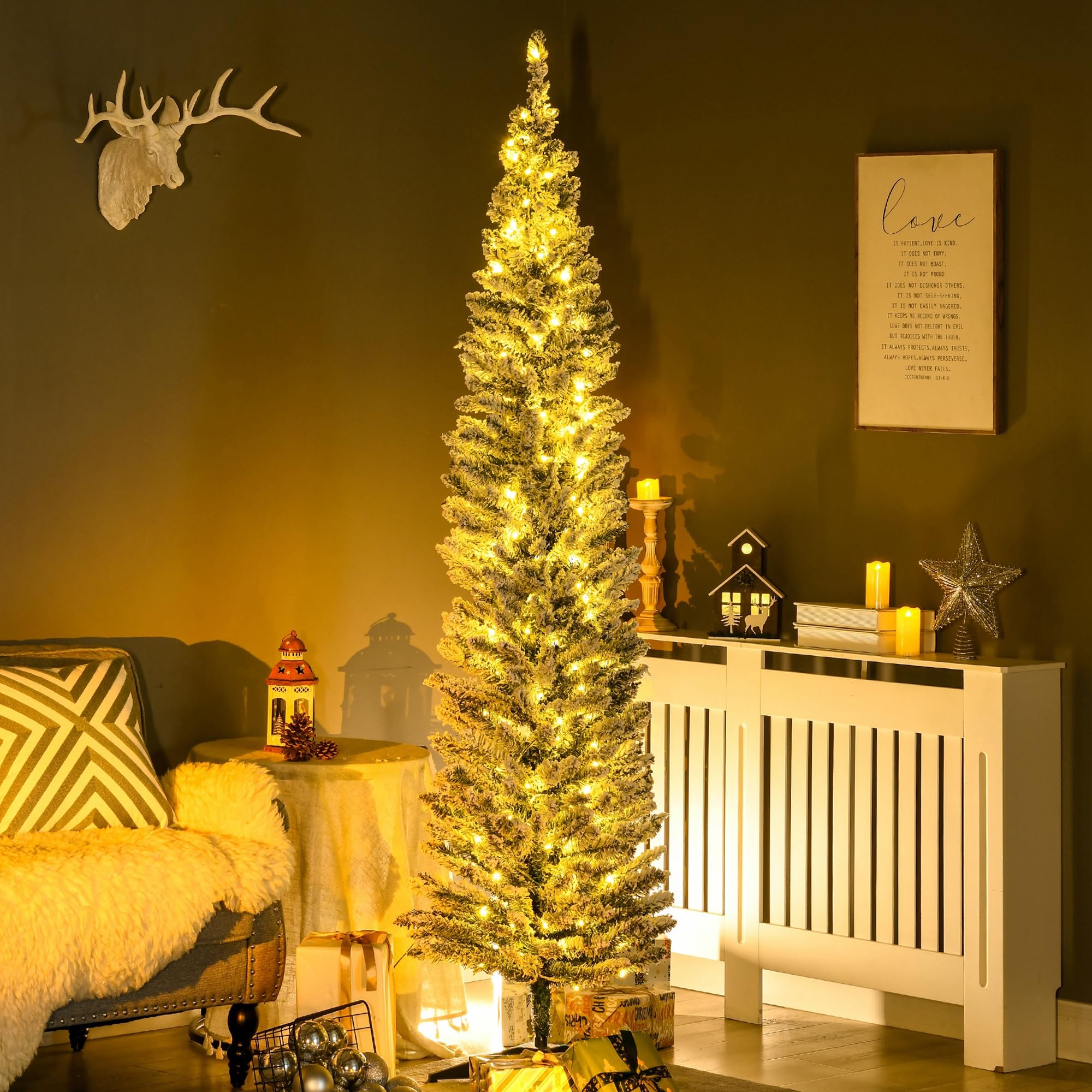 Foto 3 pulgar | Árbol De Navidad Homcom 210 Luces Led De Color Blanco Cálido De 7 Pies De Altura - Venta Internacional.