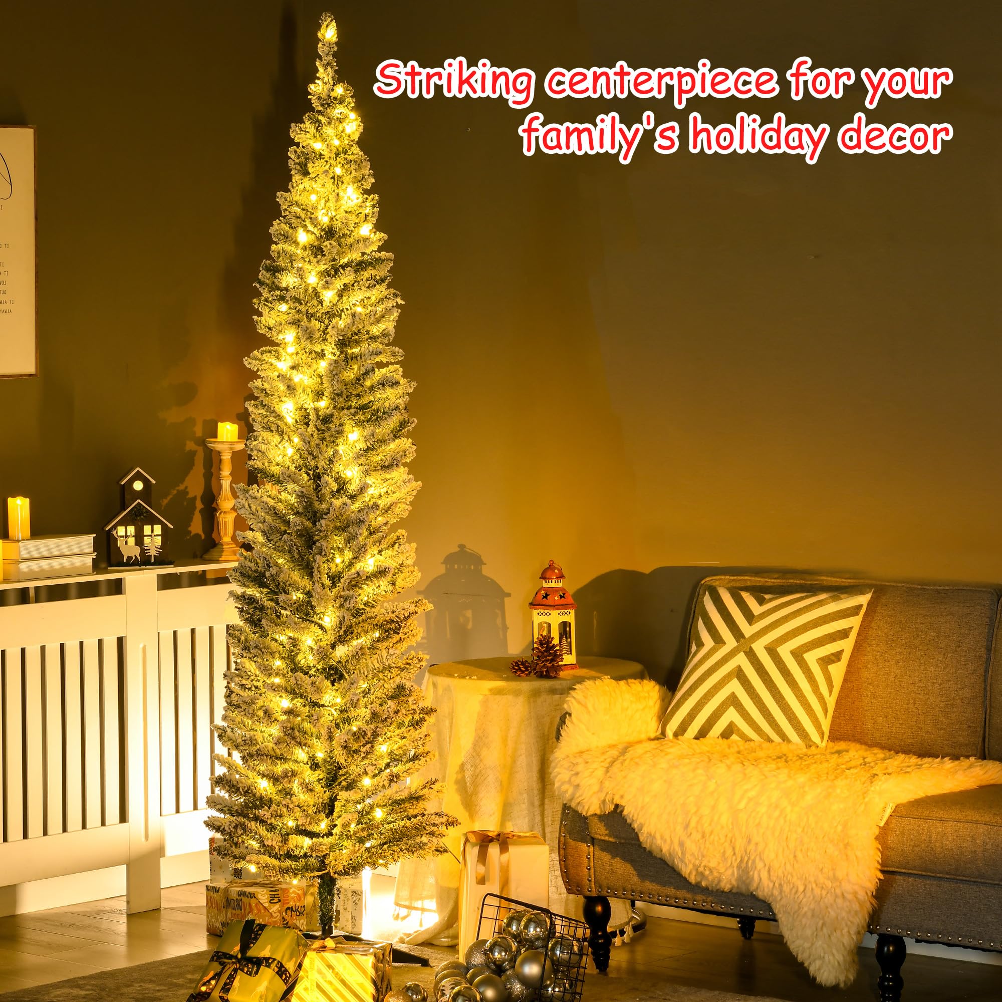 Foto 4 pulgar | Árbol De Navidad Homcom 210 Luces Led De Color Blanco Cálido De 7 Pies De Altura - Venta Internacional.