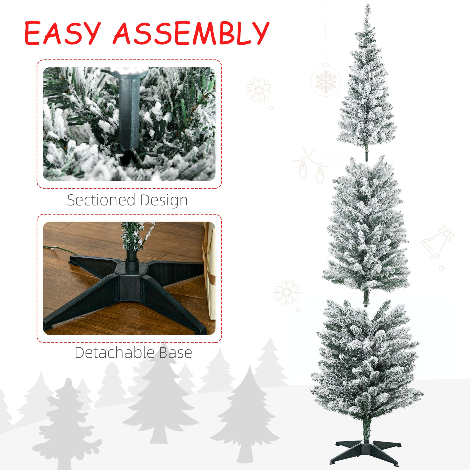 Foto 8 pulgar | Árbol De Navidad Homcom 210 Luces Led De Color Blanco Cálido De 7 Pies De Altura - Venta Internacional.