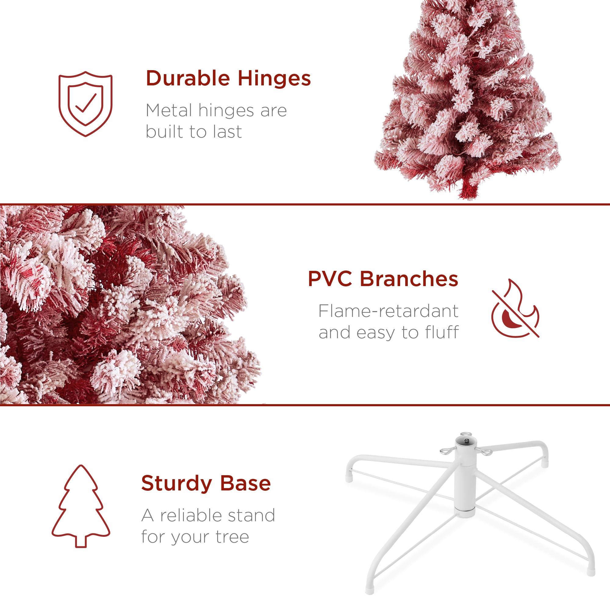 Foto 7 pulgar | Árbol De Navidad Best Choice Products, Preiluminado, Rojo, 7.5 Pies Con 550 - Venta Internacional.