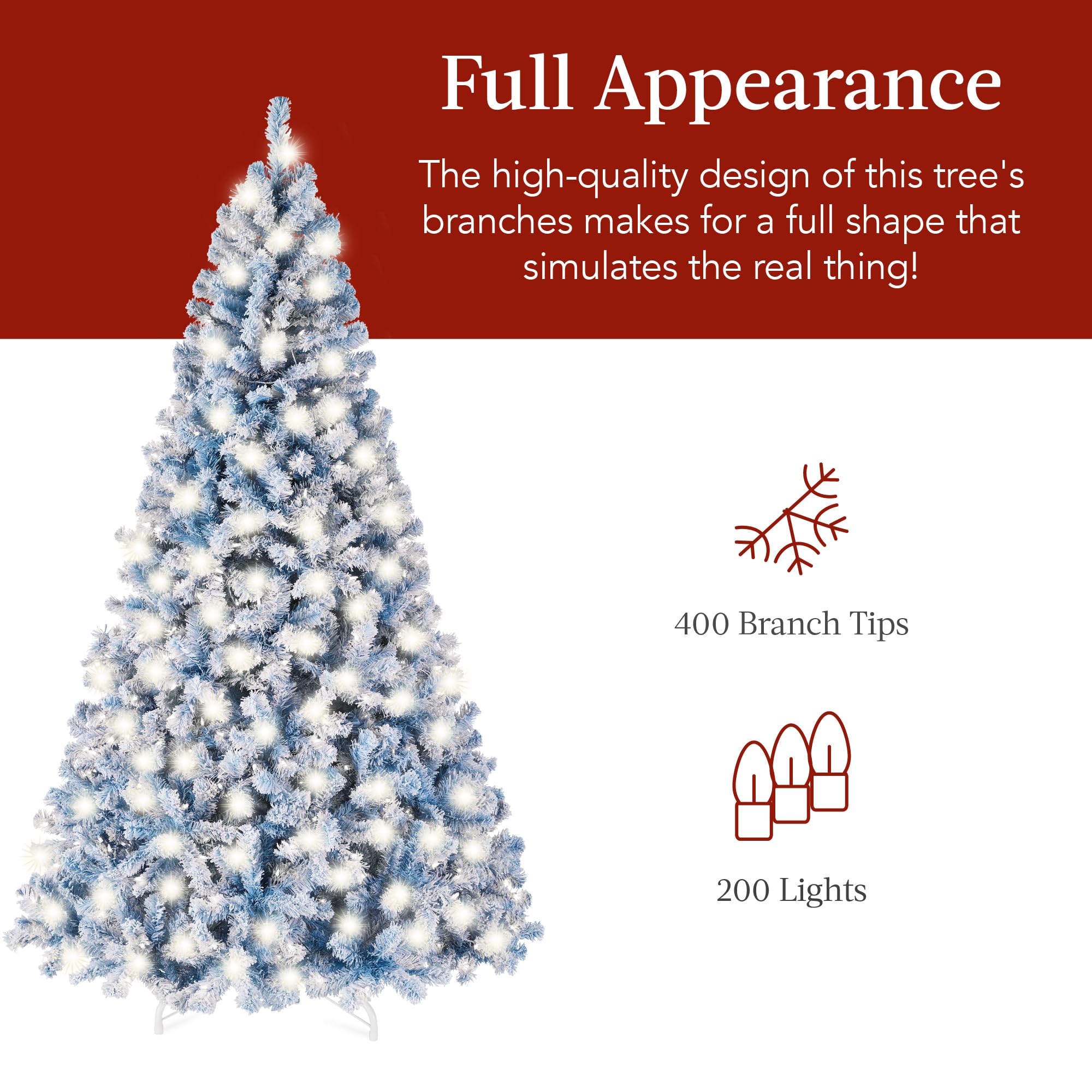 Foto 5 | Árbol De Navidad Best Choice Products, Color Azul Hielo, Preiluminado, 4,5 Pies - Venta Internacional.