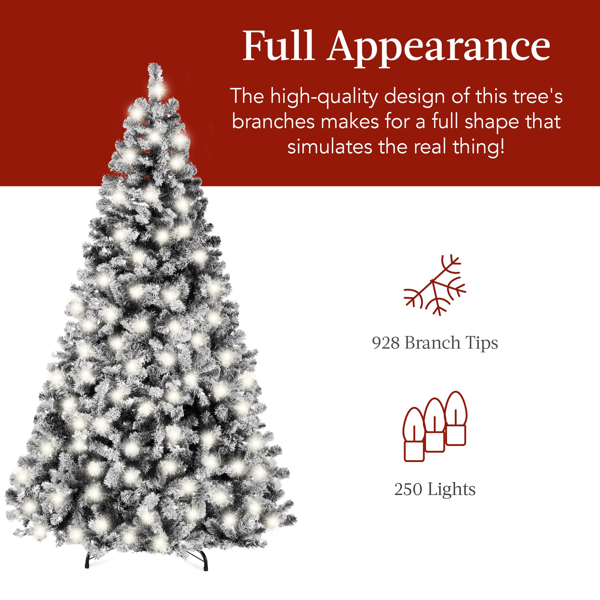 Foto 5 | Árbol De Navidad Best Choice Products Preiluminado, 6 Pies Con 250 Luces - Venta Internacional.