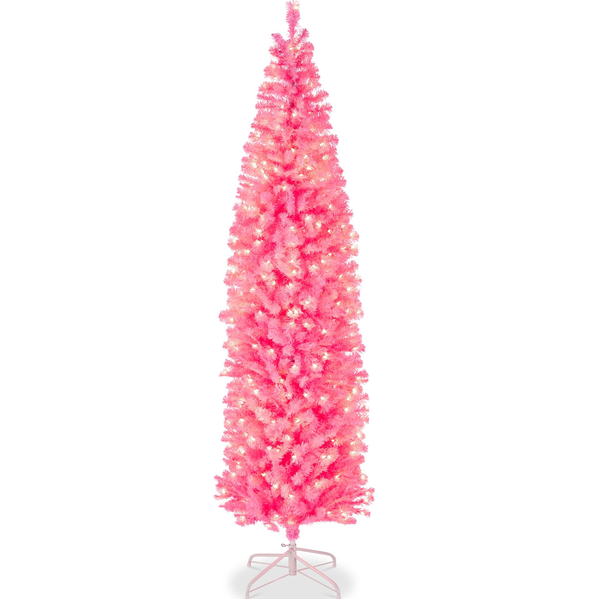 Foto 2 pulgar | Árbol De Navidad Best Choice Products, Color Rosa, 2,3 M, Con Luces - Venta Internacional.