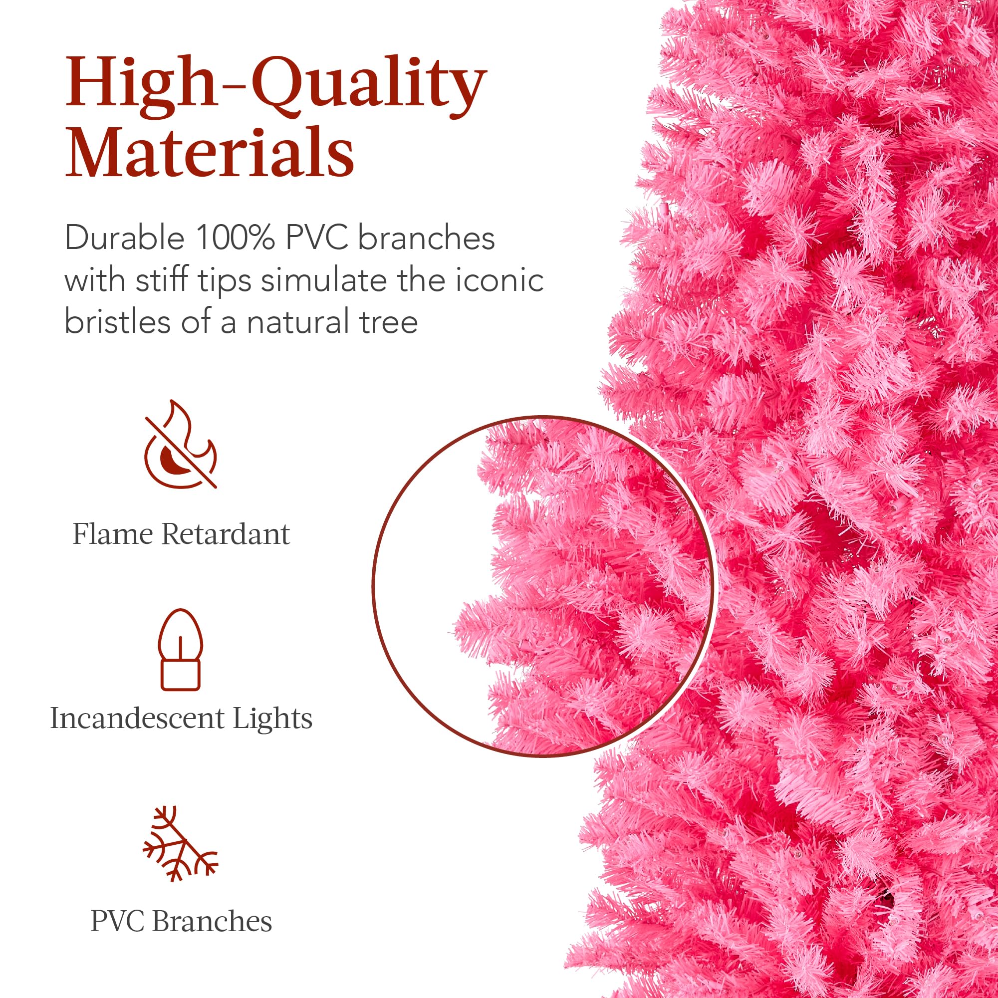 Foto 4 pulgar | Árbol De Navidad Best Choice Products, Color Rosa, 2,3 M, Con Luces - Venta Internacional.