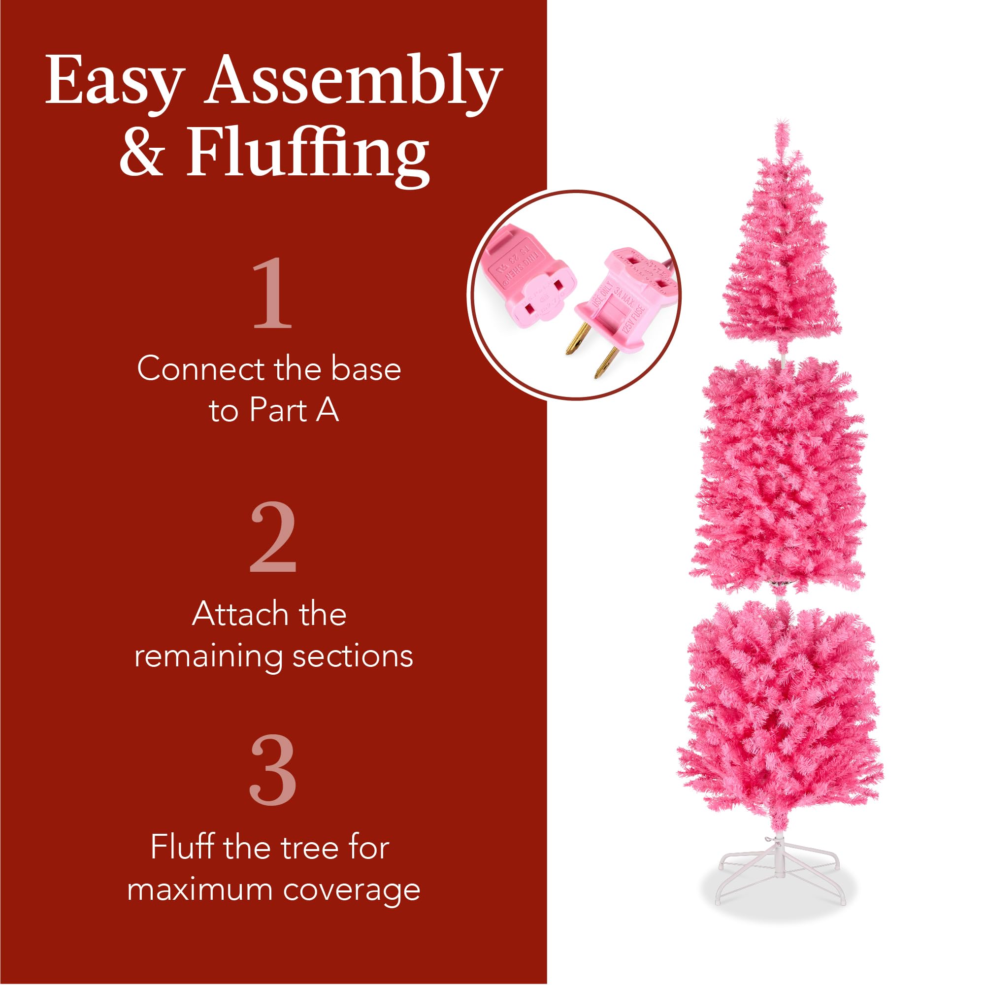 Foto 5 pulgar | Árbol De Navidad Best Choice Products, Color Rosa, 2,3 M, Con Luces - Venta Internacional.