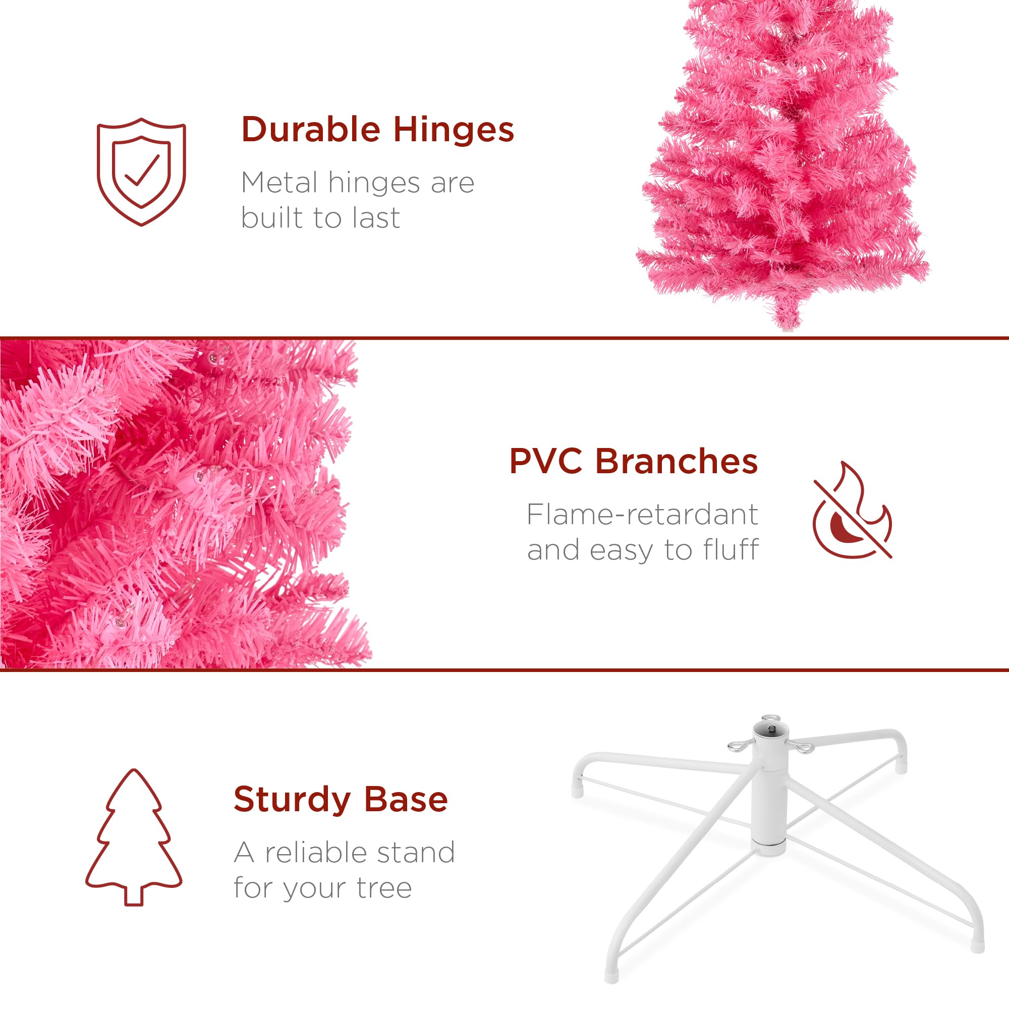 Foto 7 pulgar | Árbol De Navidad Best Choice Products, Color Rosa, 2,3 M, Con Luces - Venta Internacional.
