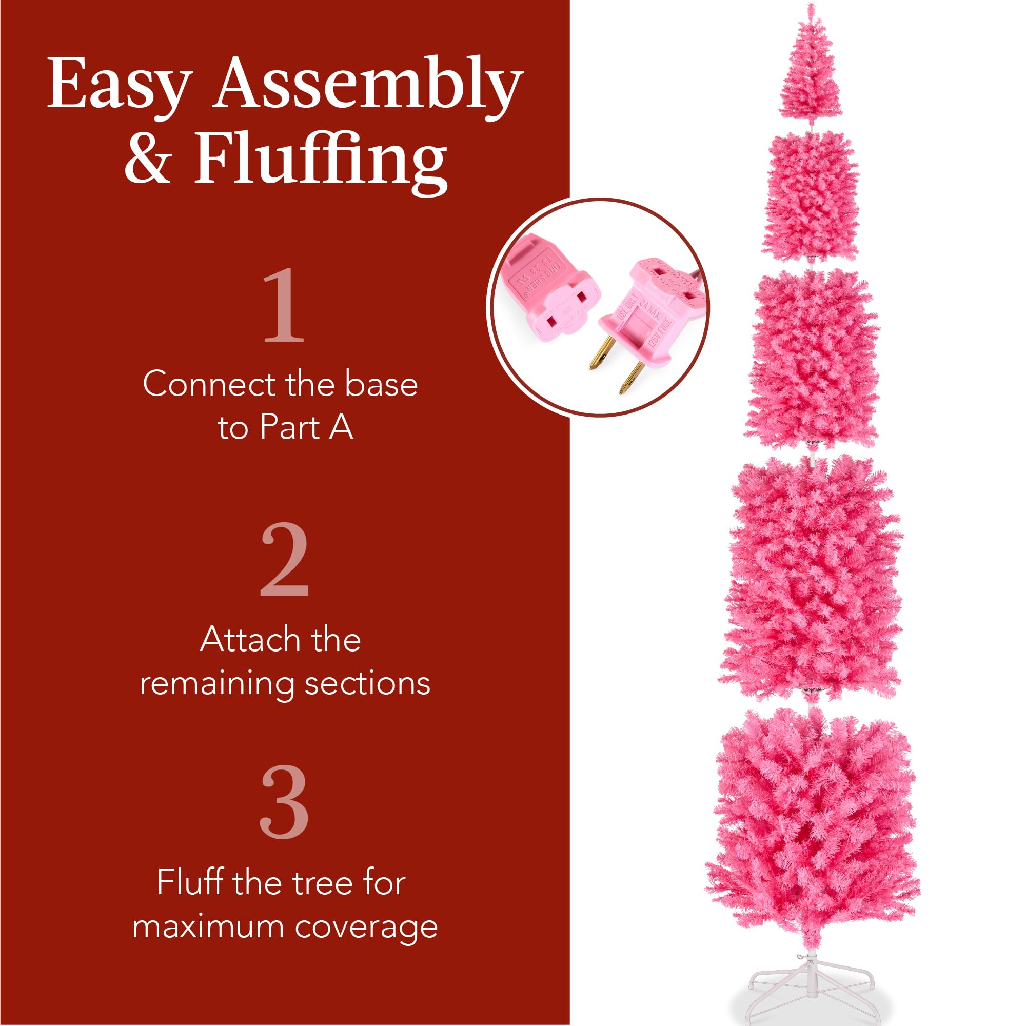 Foto 5 pulgar | Árbol De Navidad Best Choice Products, Rosa, 12 Pies Con Luces - Venta Internacional.