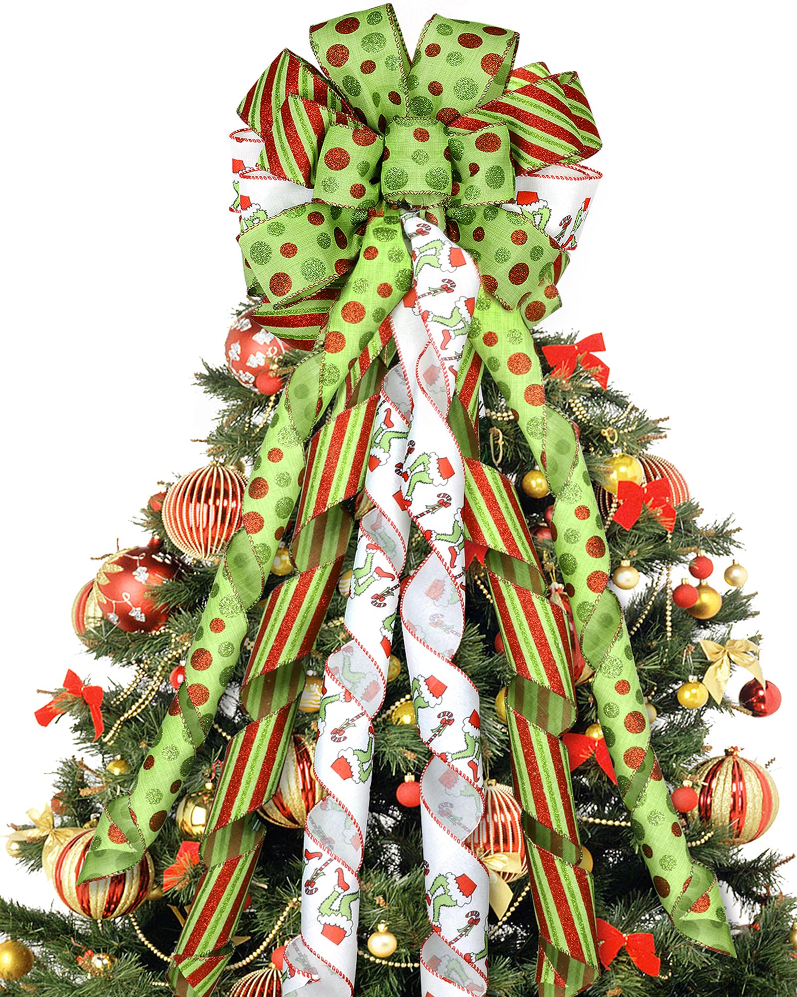 Foto 2 pulgar | Corona Con Forma De Lazo Para Adornar El Árbol De Navidad, 120 Cm, Grande, Rojo Y Verde Brillante - Venta Internacional