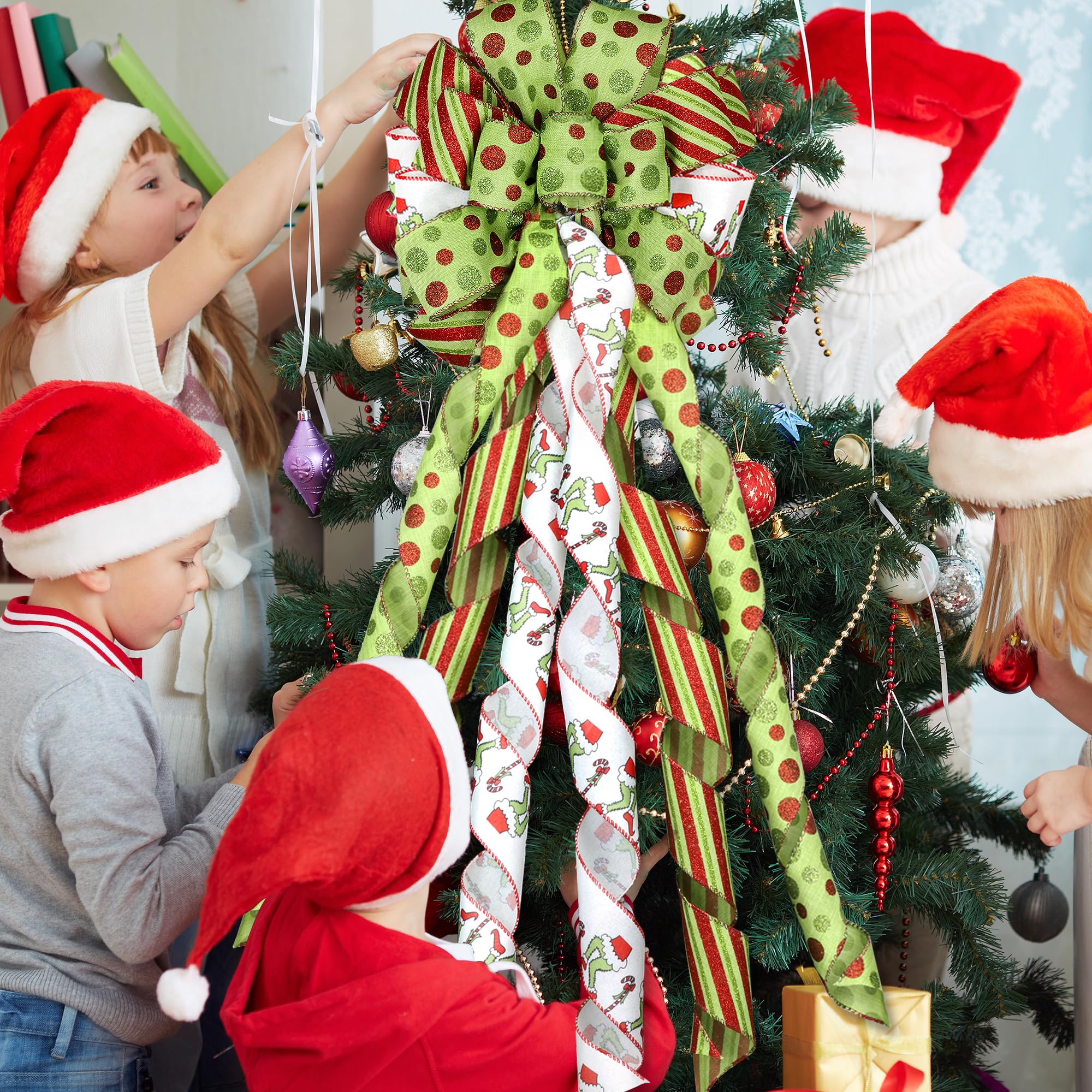 Foto 4 pulgar | Corona Con Forma De Lazo Para Adornar El Árbol De Navidad, 120 Cm, Grande, Rojo Y Verde Brillante - Venta Internacional