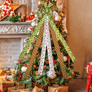 Foto 4 | Corona Con Forma De Lazo Para Adornar El Árbol De Navidad, 120 Cm, Grande, Rojo Y Verde Brillante - Venta Internacional