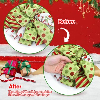 Foto 7 | Corona Con Forma De Lazo Para Adornar El Árbol De Navidad, 120 Cm, Grande, Rojo Y Verde Brillante - Venta Internacional