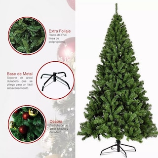 Foto 2 | Árbol Navidad Artificial Verde Pino Frondoso 1.8m Decoración Verde