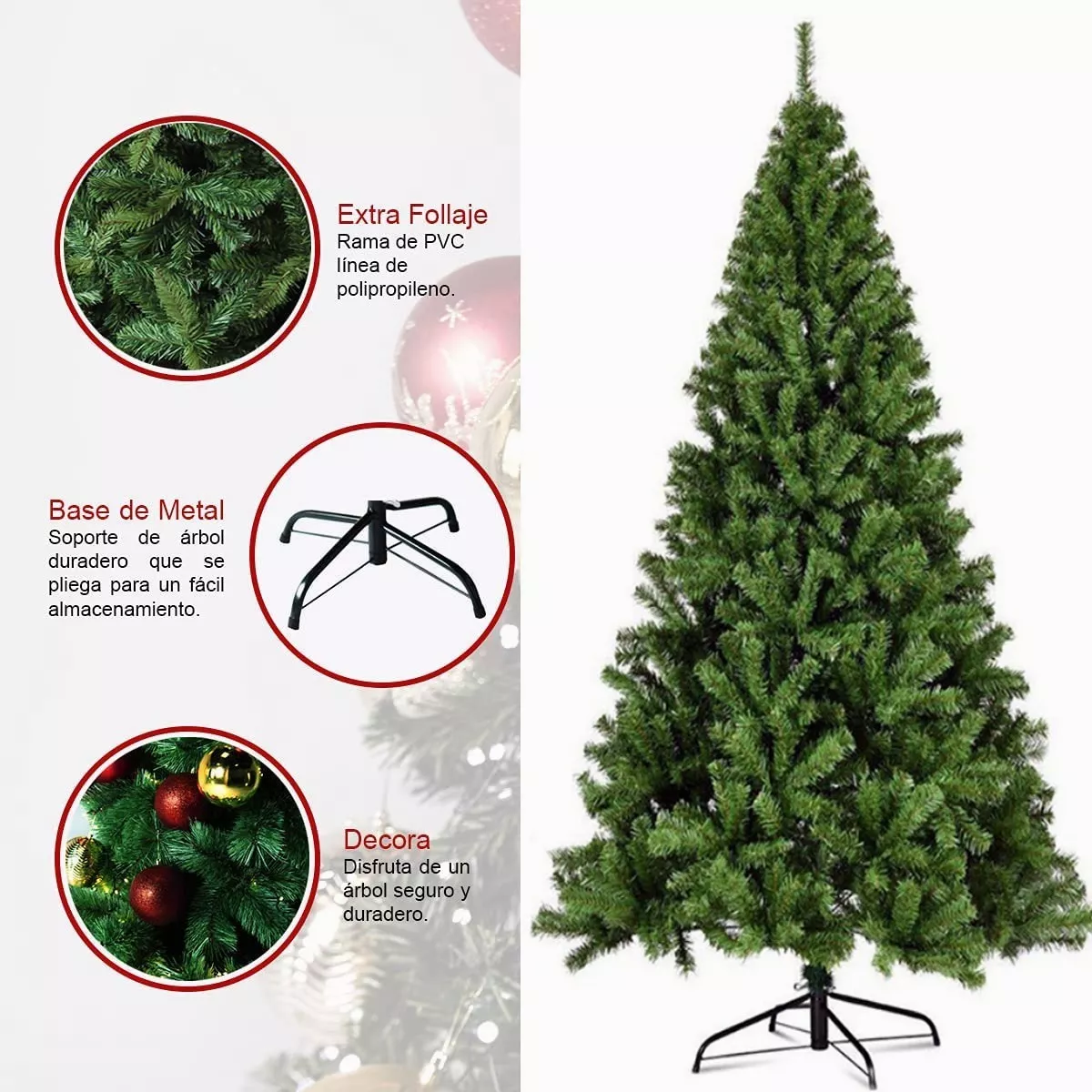 Foto 2 | Árbol de Navidad Artificial Verde Pino Frondoso 1.8m Realista y Fácil de Montar