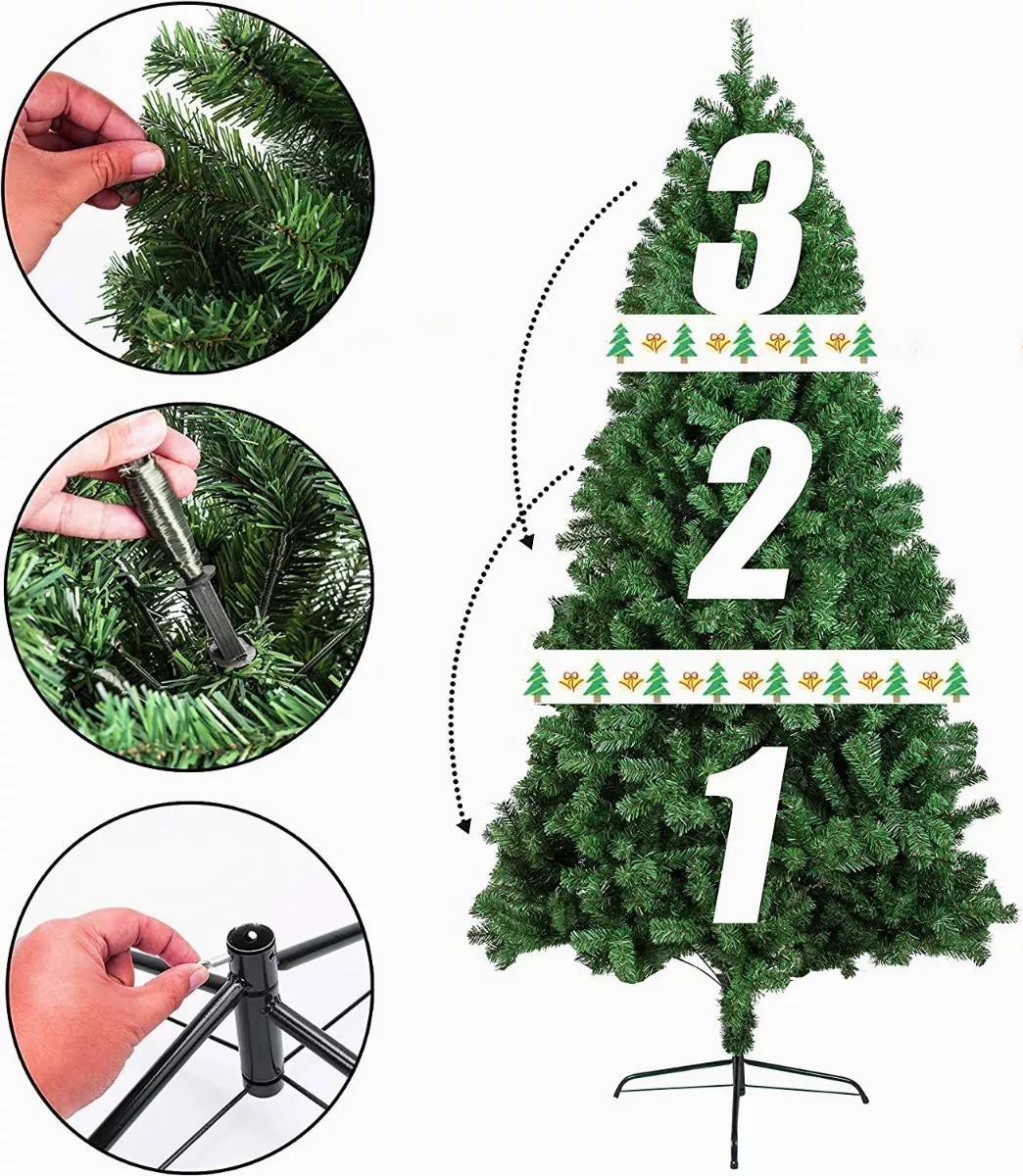 Foto 4 pulgar | Árbol de Navidad Artificial Verde Pino Frondoso 1.8m Realista y Fácil de Montar