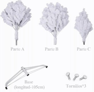 Foto 2 | Árbol De Navidad Artificial Pino Blanco Navideño Base Metal Blanco 1.95m