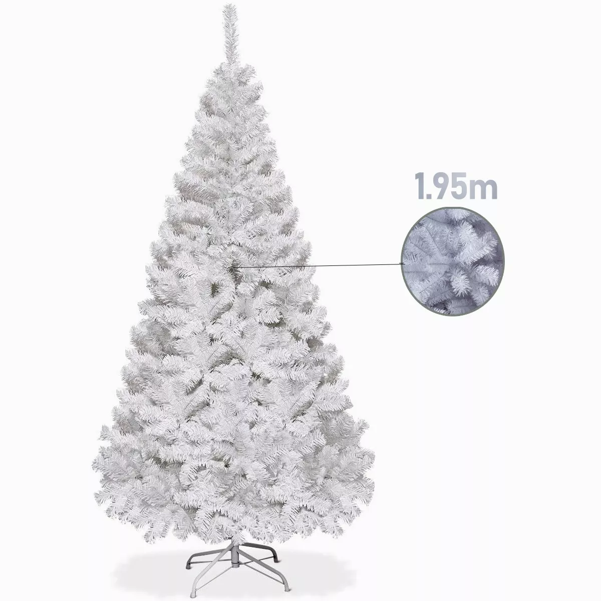 Foto 6 pulgar | Árbol De Navidad Artificial Pino Blanco Navideño Base Metal Blanco 1.95m