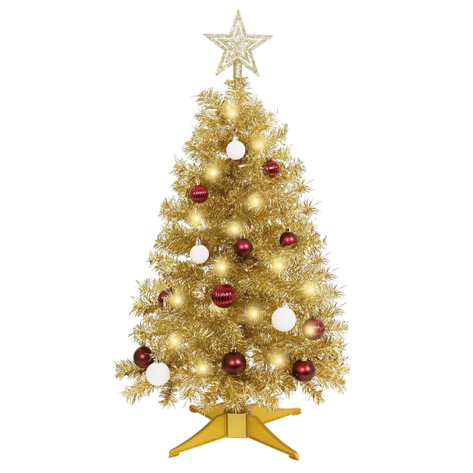 Foto 2 pulgar | Árbol De Navidad Sunshine Champagne Con Luz De 90 Cm Y Adornos - Venta Internacional.