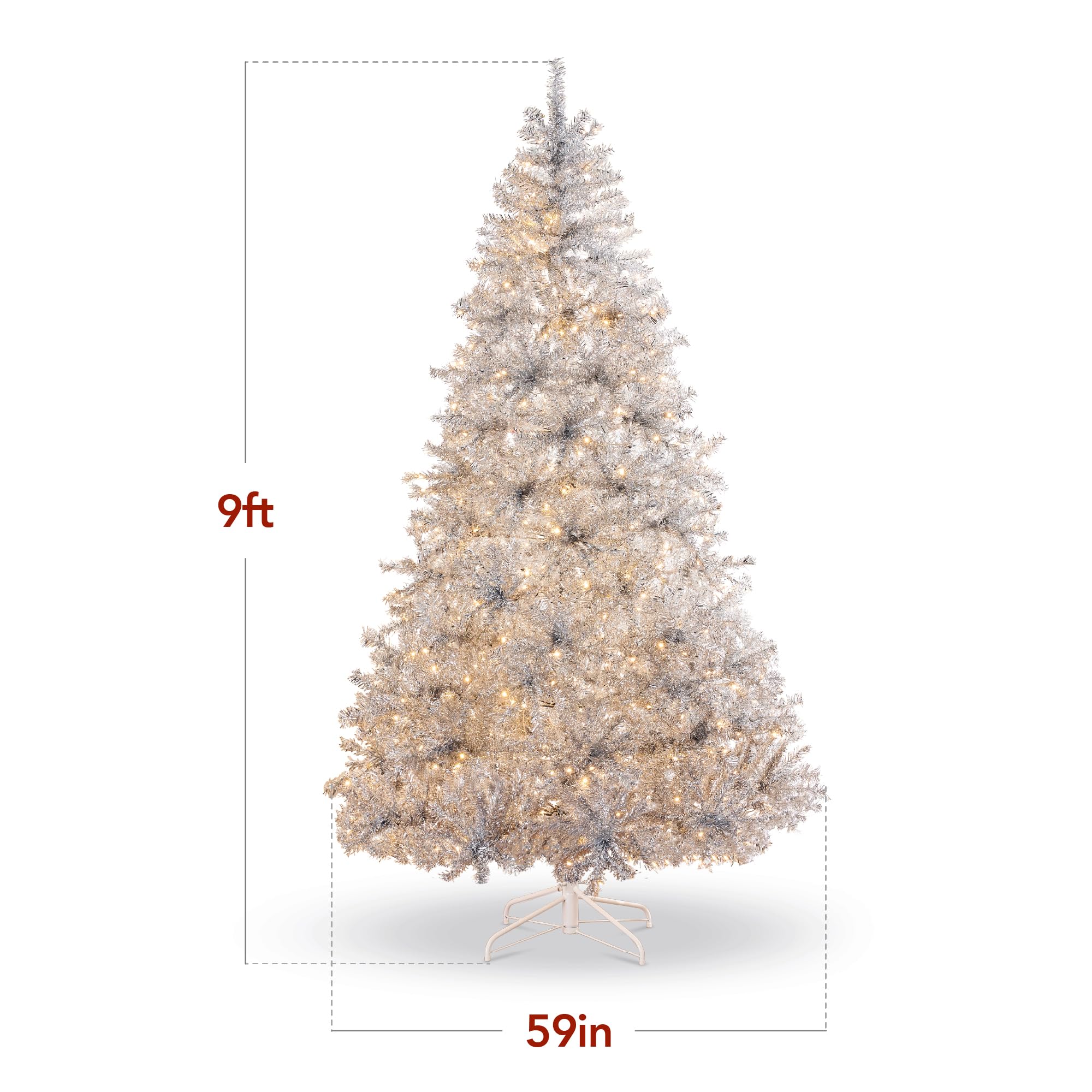 Foto 8 pulgar | Árbol De Navidad Best Choice Products, Oropel Preiluminado De 9 Pies, Plateado - Venta Internacional.