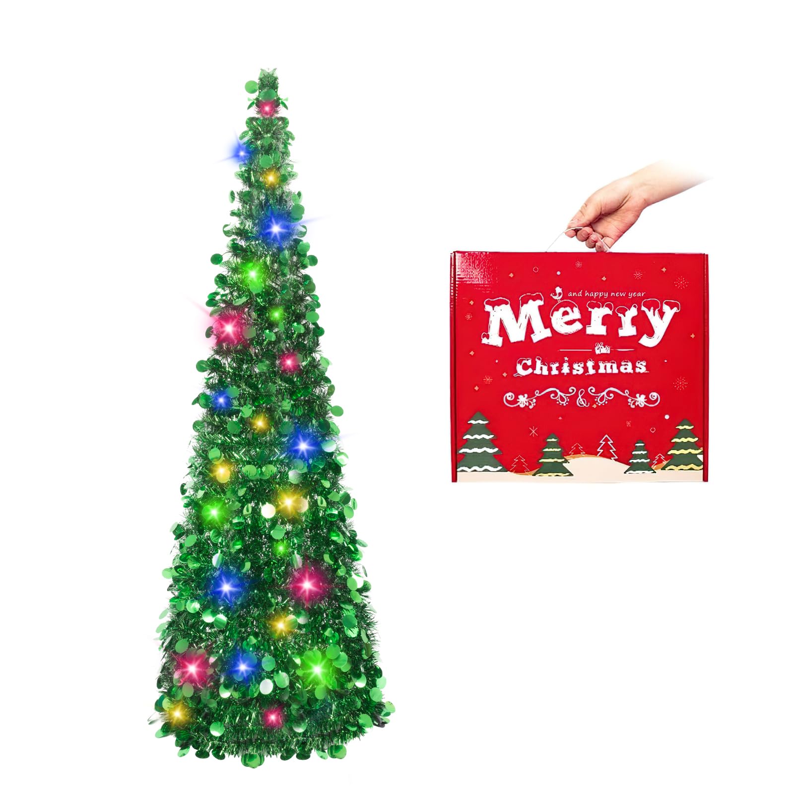 Foto 1 | Árbol De Navidad Macting De 1,5 M Con Luces, 8 Modos, 5 Pies - Venta Internacional.