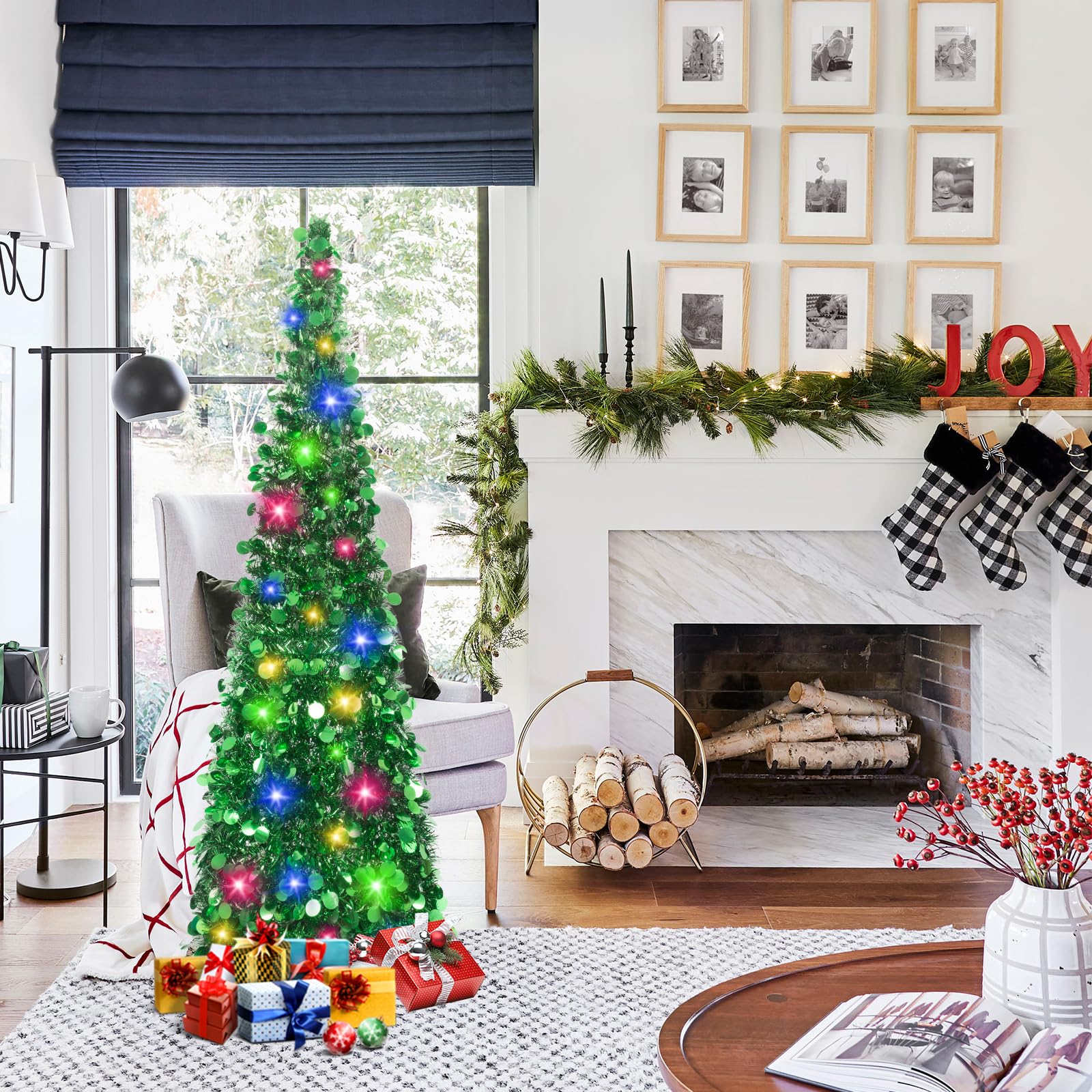 Foto 3 pulgar | Árbol De Navidad Macting De 1,5 M Con Luces, 8 Modos, 5 Pies - Venta Internacional.