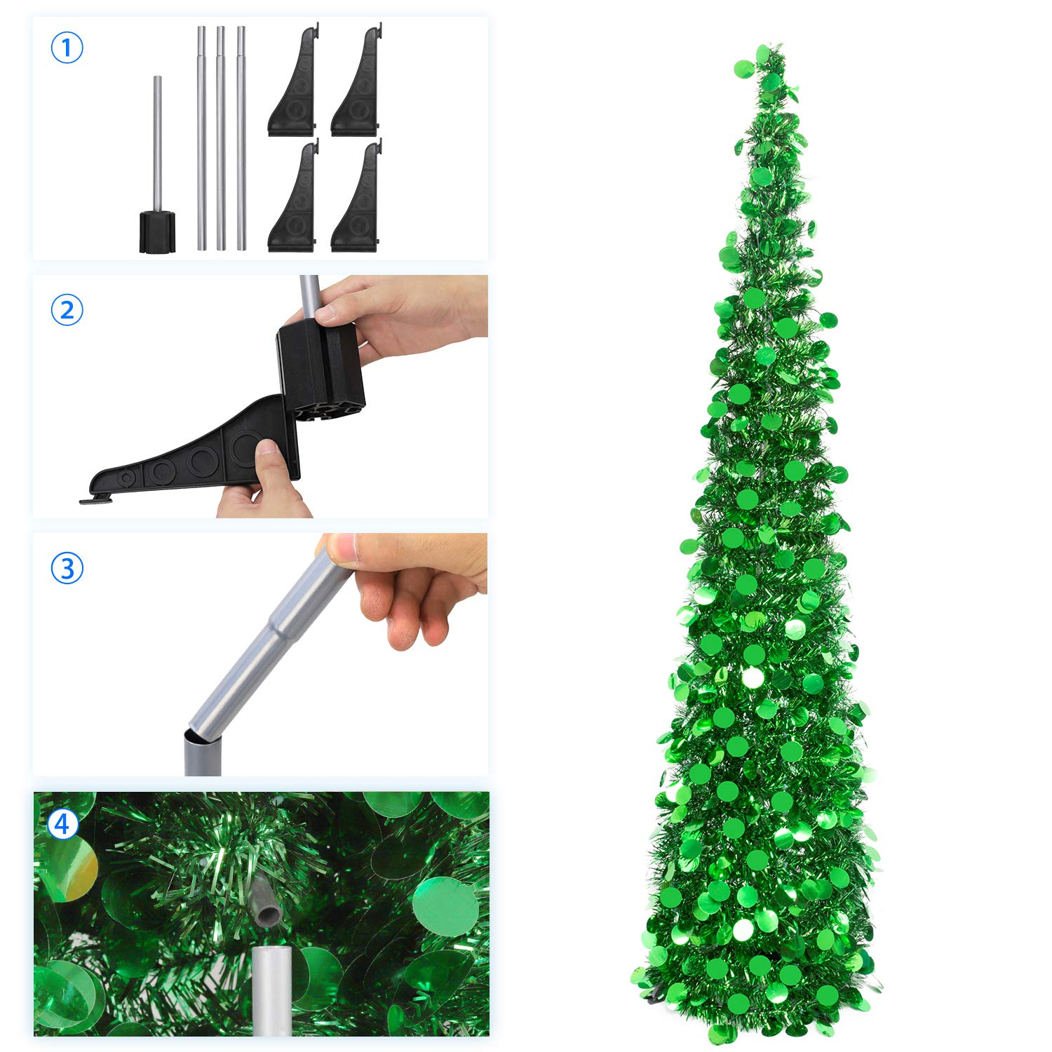 Foto 4 | Árbol De Navidad Macting De 1,5 M Con Luces, 8 Modos, 5 Pies - Venta Internacional.