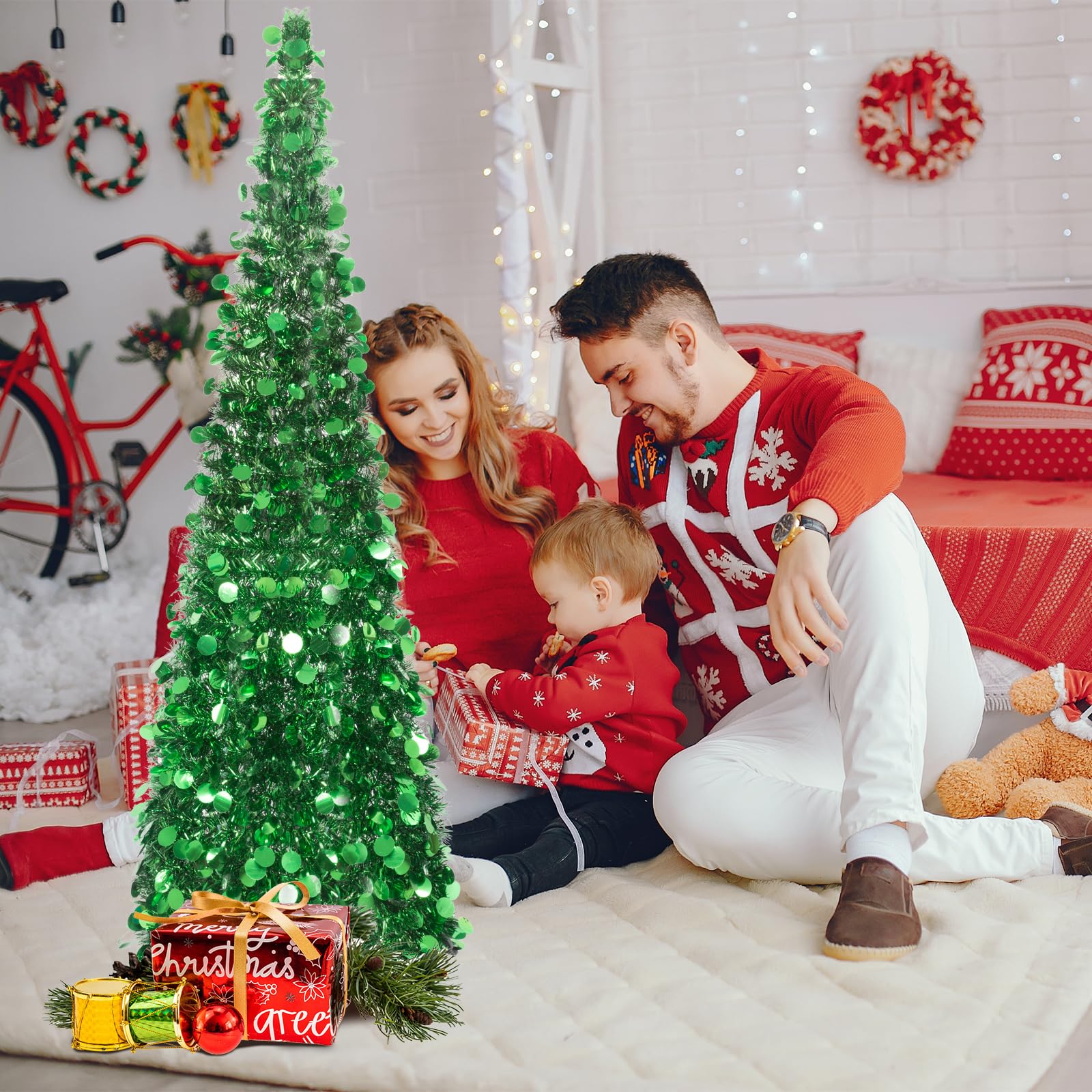 Foto 5 | Árbol De Navidad Macting De 1,5 M Con Luces, 8 Modos, 5 Pies - Venta Internacional.