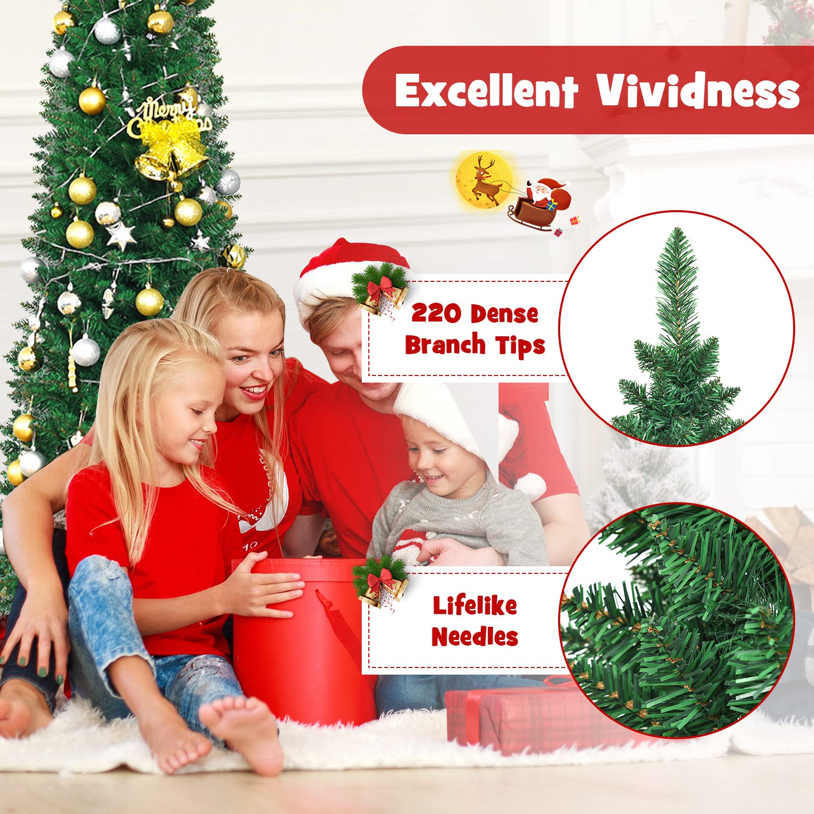 Foto 4 pulgar | Árbol de Navidad Goplus De 1.5 M Con 220 Puntas De Rama - Venta Internacional
