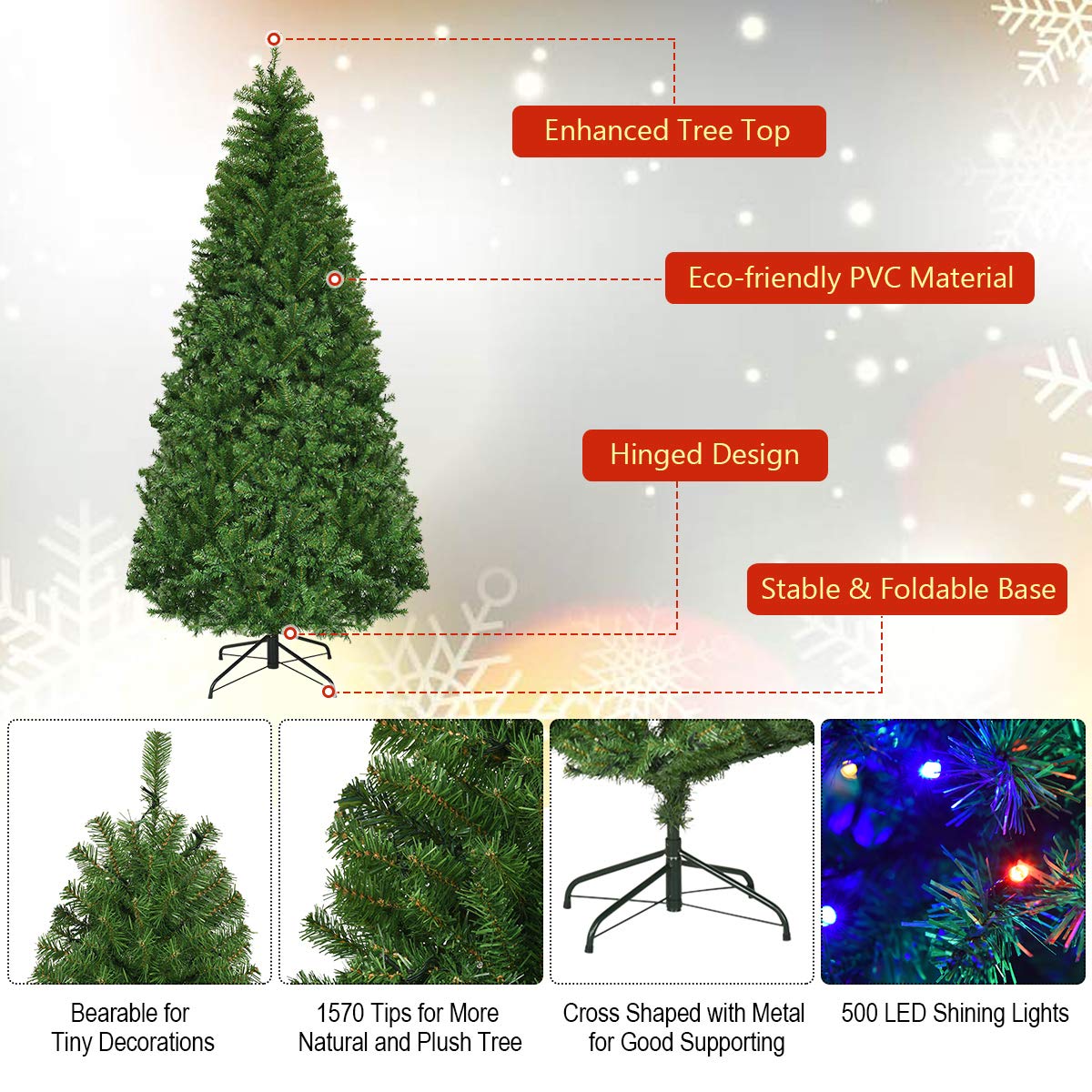 Foto 5 pulgar | Árbol de Navidad Goplus con Luces Led-Venta Internacional