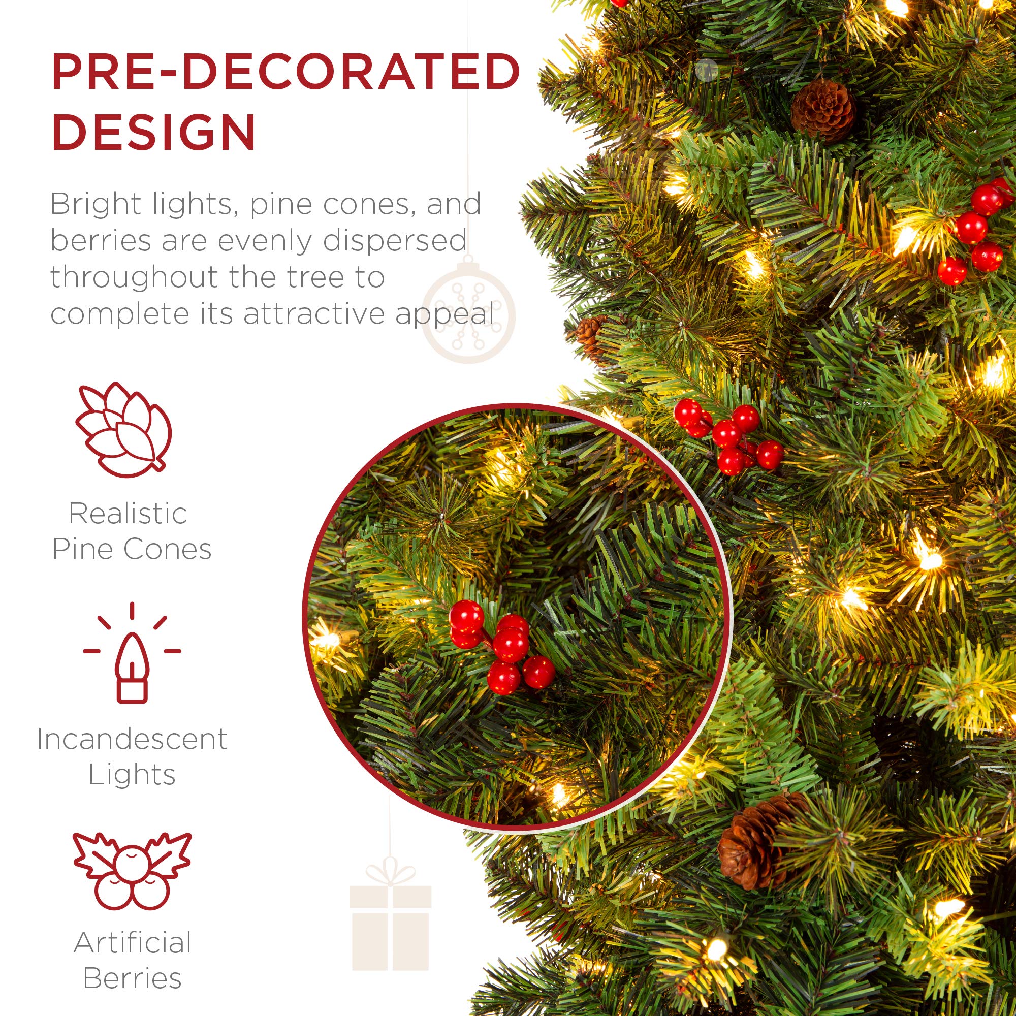 Foto 3 | Árbol De Navidad Best Choice Products, Abeto, 1,8 M, Con 250 Luces - Venta Internacional.