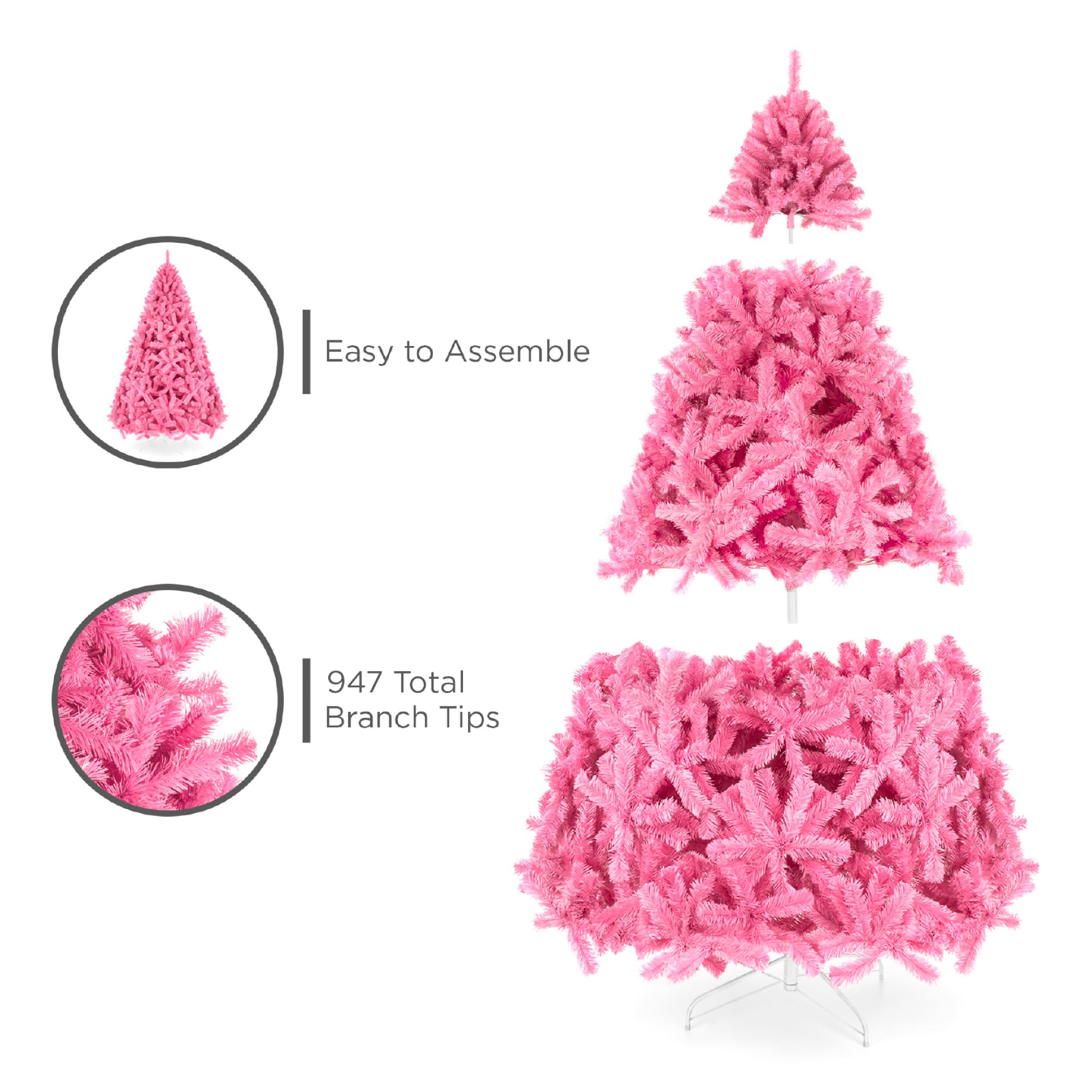 Foto 4 | Árbol De Navidad Best Choice Products, Rosa, 6 Pies Con 947 Puntas De Rama - Venta Internacional.